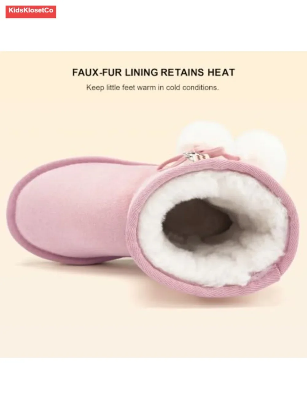 Kids Winter Snow Boots Suede Faux Fur Pull-On Non-Slip Ankle Boots